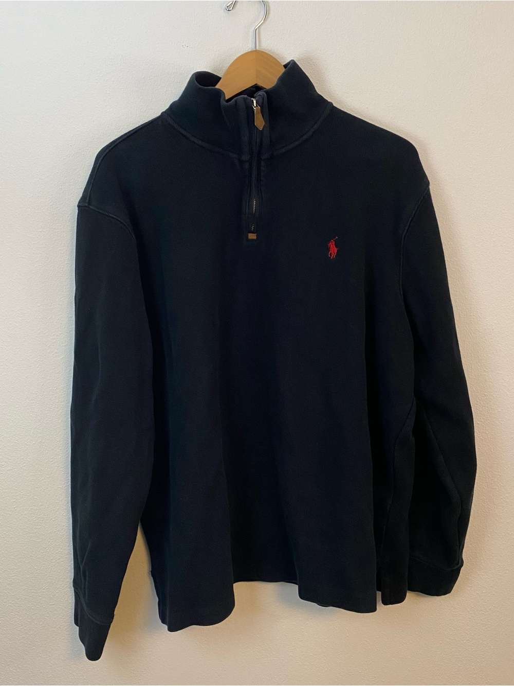 Polo Ralph Lauren Black‎ 1/4 Zip Pullover Jacket Sweater Mens XL